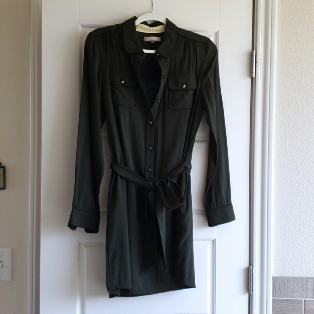 Banana Republic Army Green Dress with Navy Piping